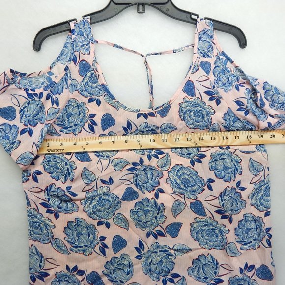 KUT From The Kloth Cold Shoulder Floral Top Size M Pink Blue - Picture 4 of 9